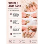 Medium‑Long Almond Press‑On Nails, Coffee Gradient Leopard Print Luxury Gold Rhinestone Fake Nails